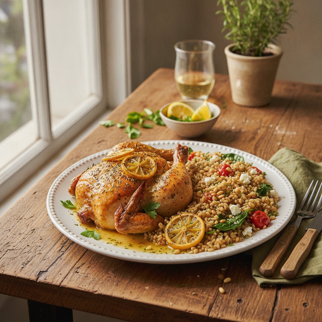 Tuscan Lemon Herb Chicken with Rustic Farro