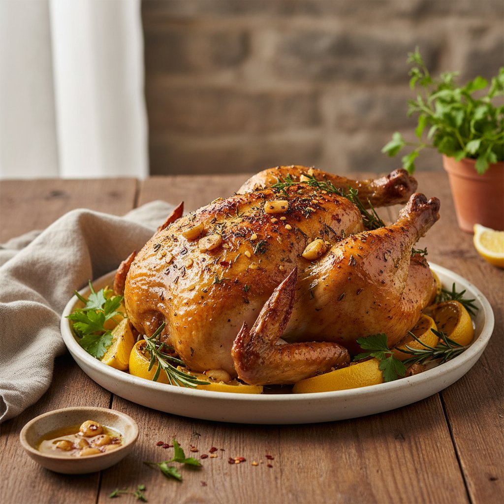 Tuscan Lemon-Herb Roast Chicken with Garlic-Infused Olive Oil