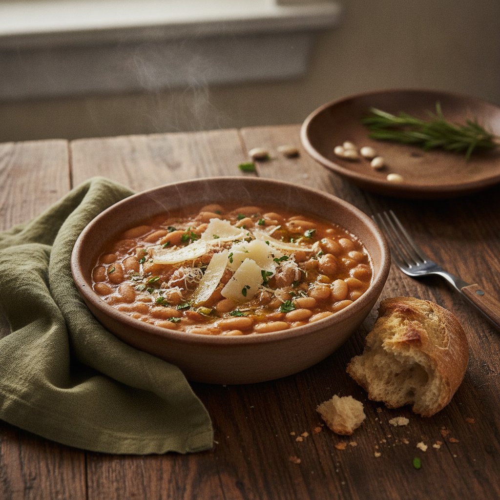 Tuscan White Bean and Rosemary Ragu with Fresh Parmesan