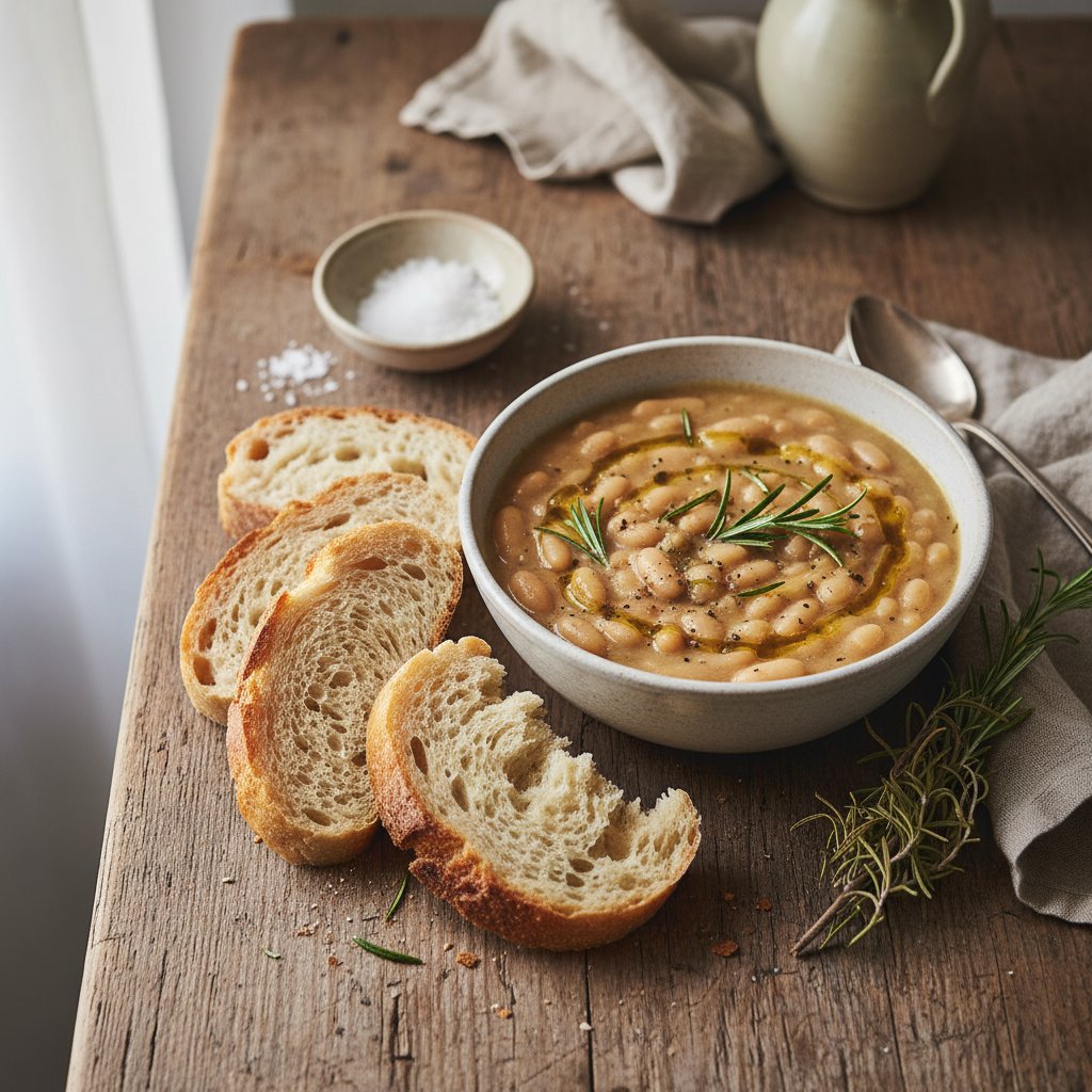 Tuscan White Bean and Rosemary Stew with Rustic Bread