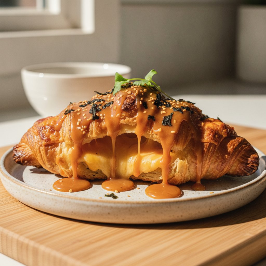Umami Bomb Cookie Croissants with Miso Caramel Drizzle