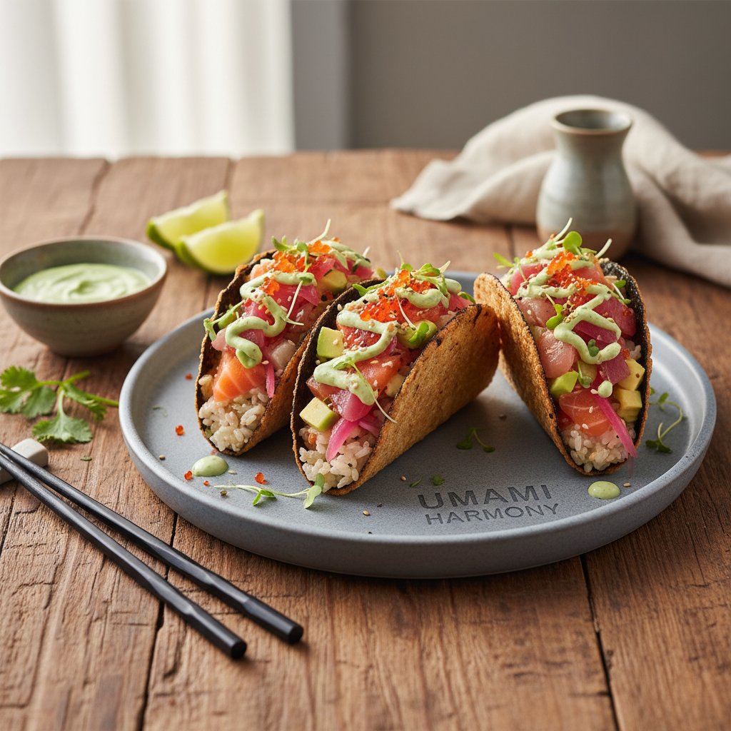 Umami Harmony Sushi Tacos with Yuzu Wasabi Aioli