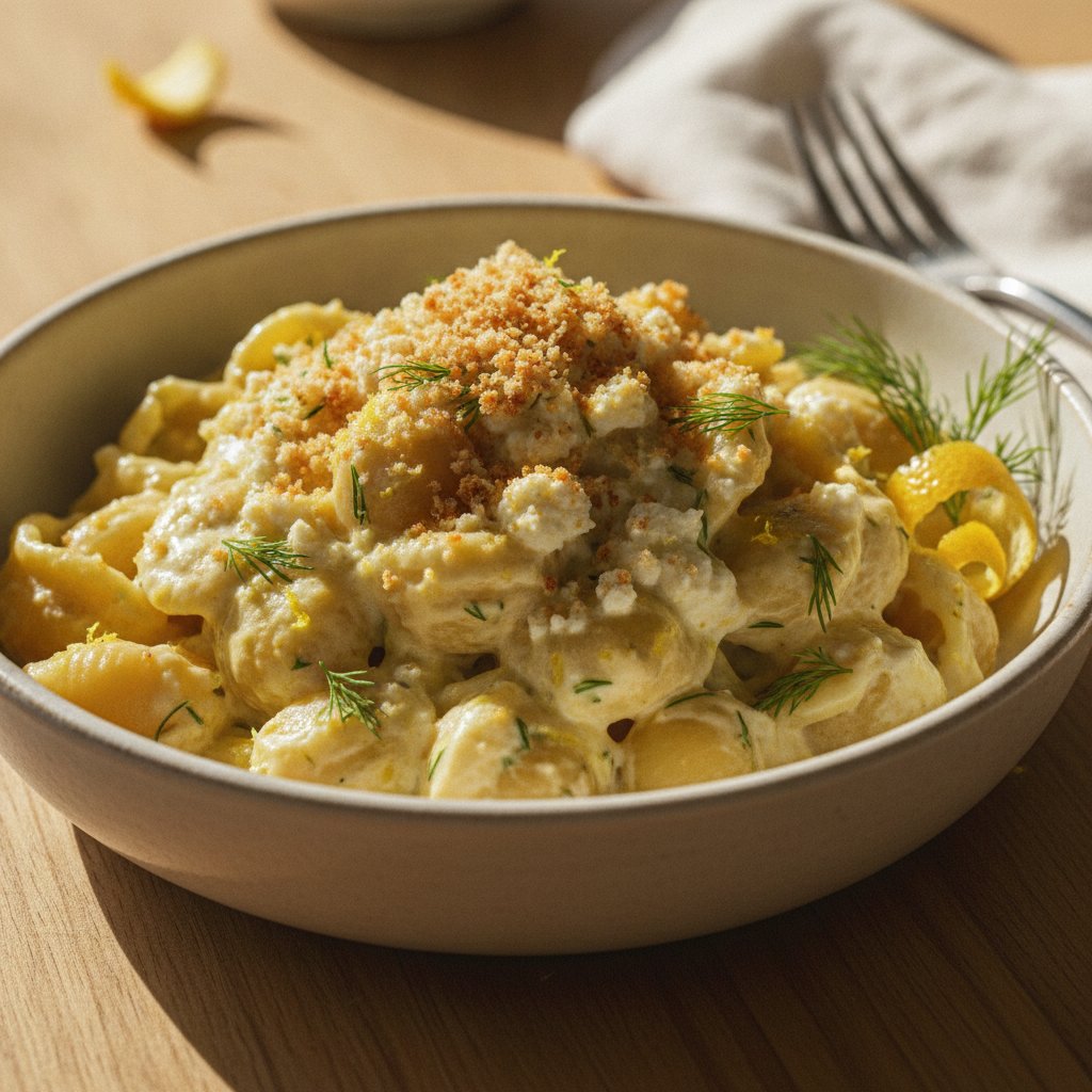 Velvety Lemon-Dill Cottage Cheese Pasta
