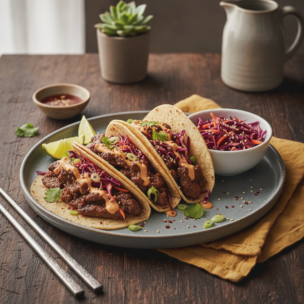 Vibrant Korean Street Tacos with Sesame Slaw