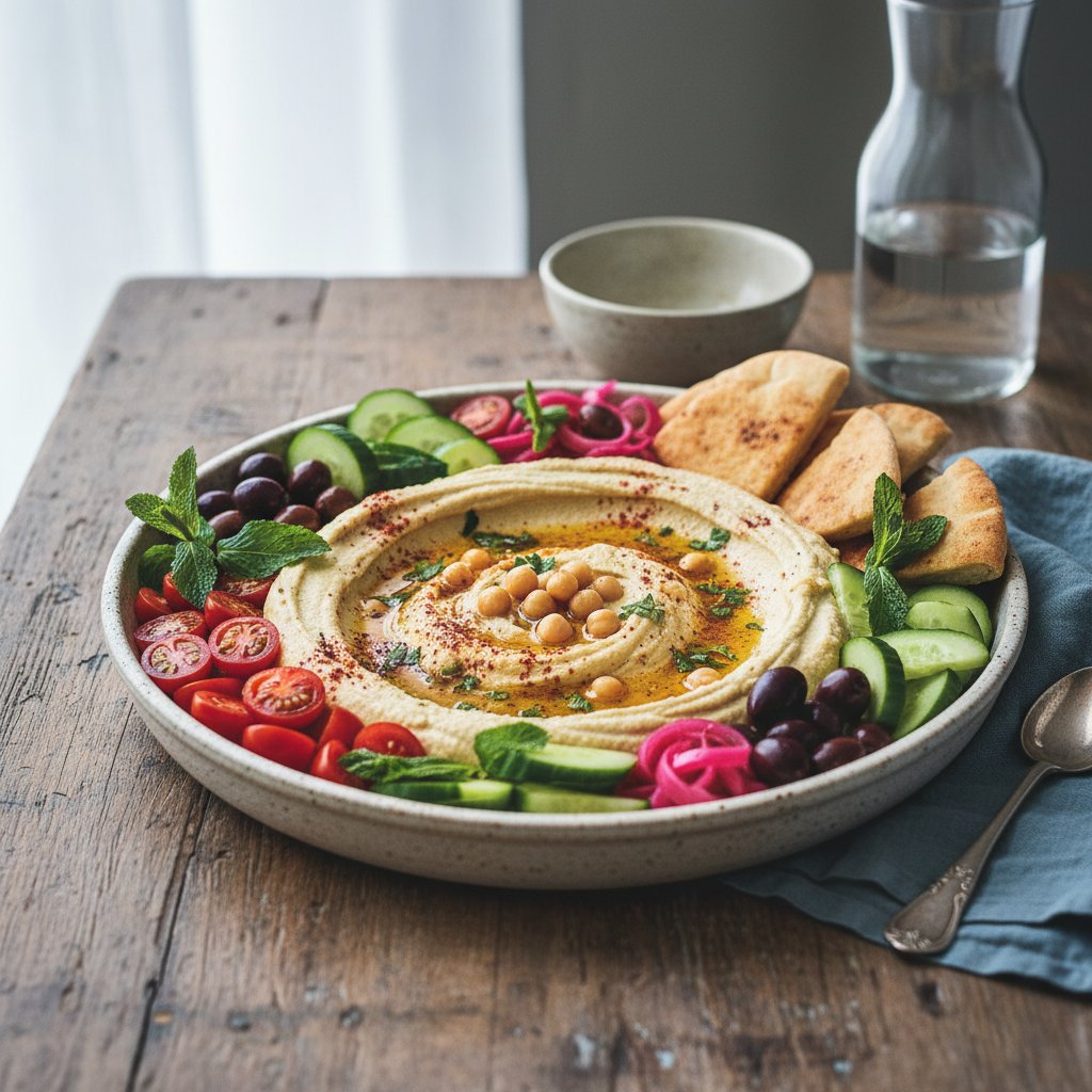 Vibrant Mediterranean Hummus Platter