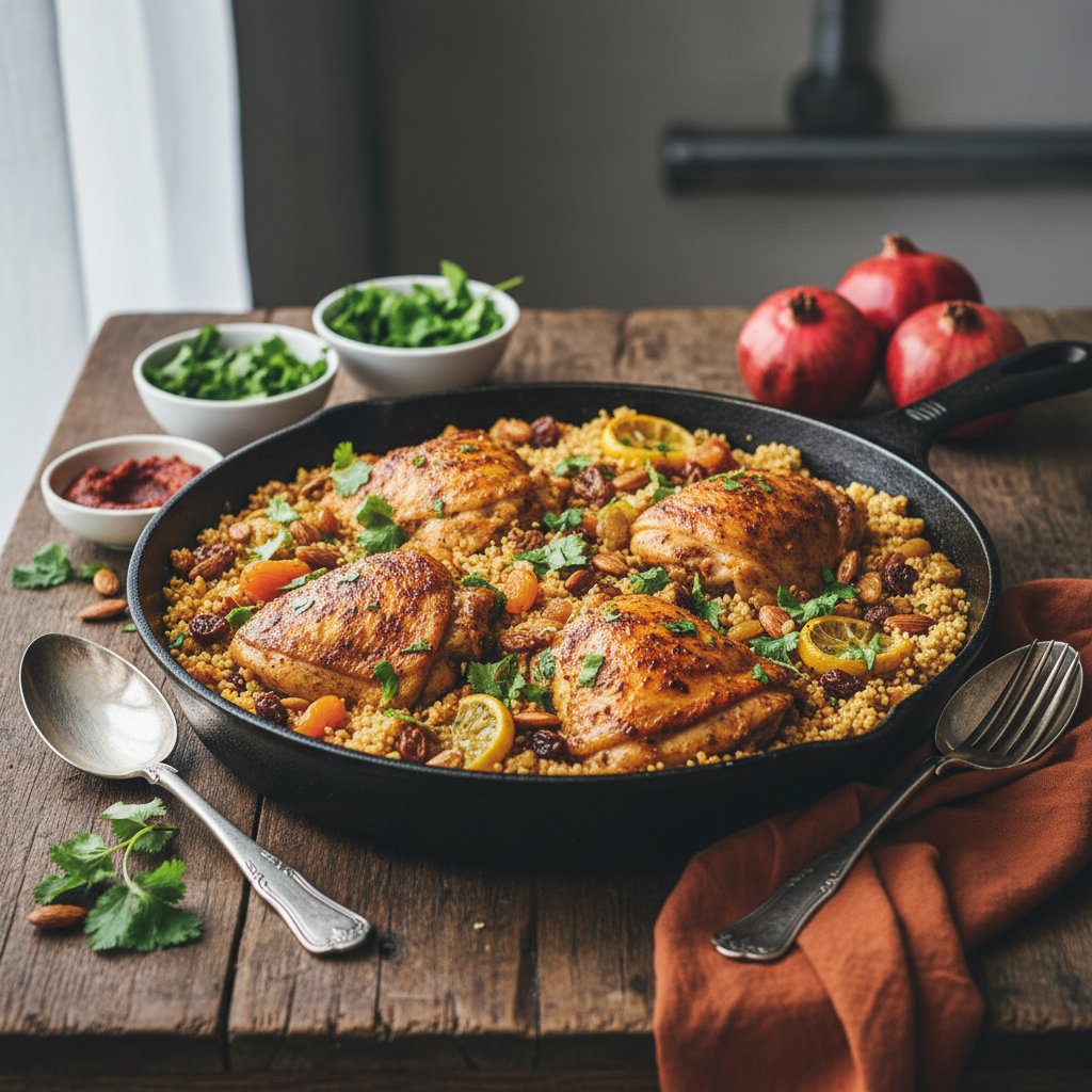 Vibrant Moroccan-Spiced Chicken and Couscous Skillet