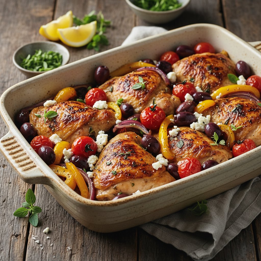 Vibrant One-Pan Mediterranean Chicken with Olives and Feta