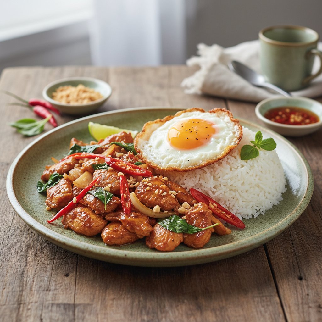 Vibrant Thai Basil Chicken Stir-Fry with Jasmine Rice