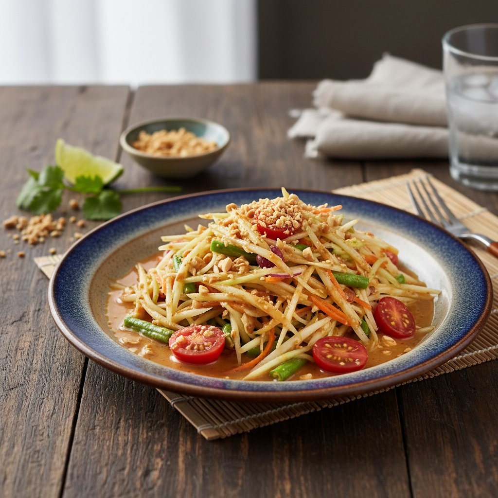 Vibrant Thai Green Papaya Salad with Peanut Dressing