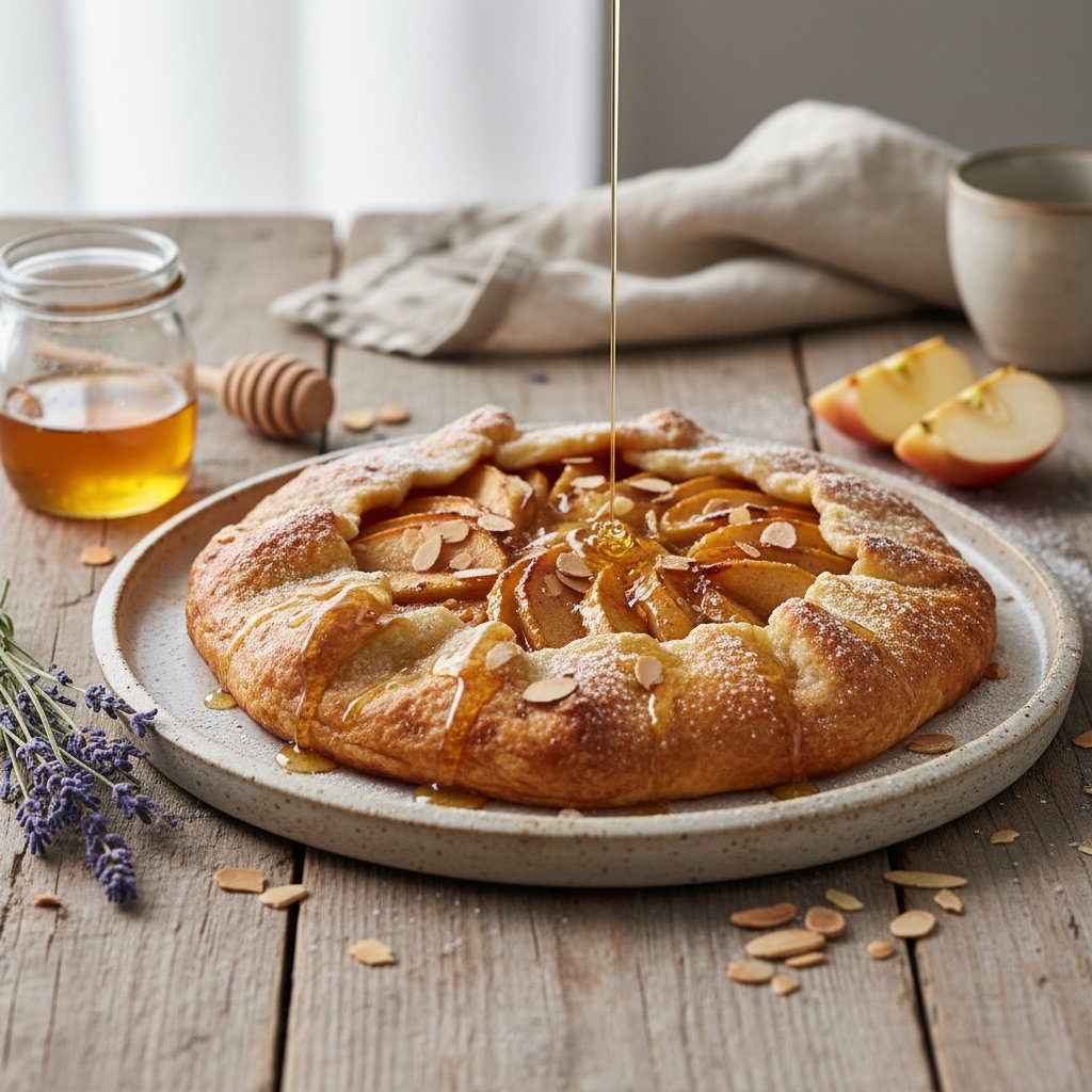 Warm Apple and Almond Galette with Honey-Lavender Drizzle