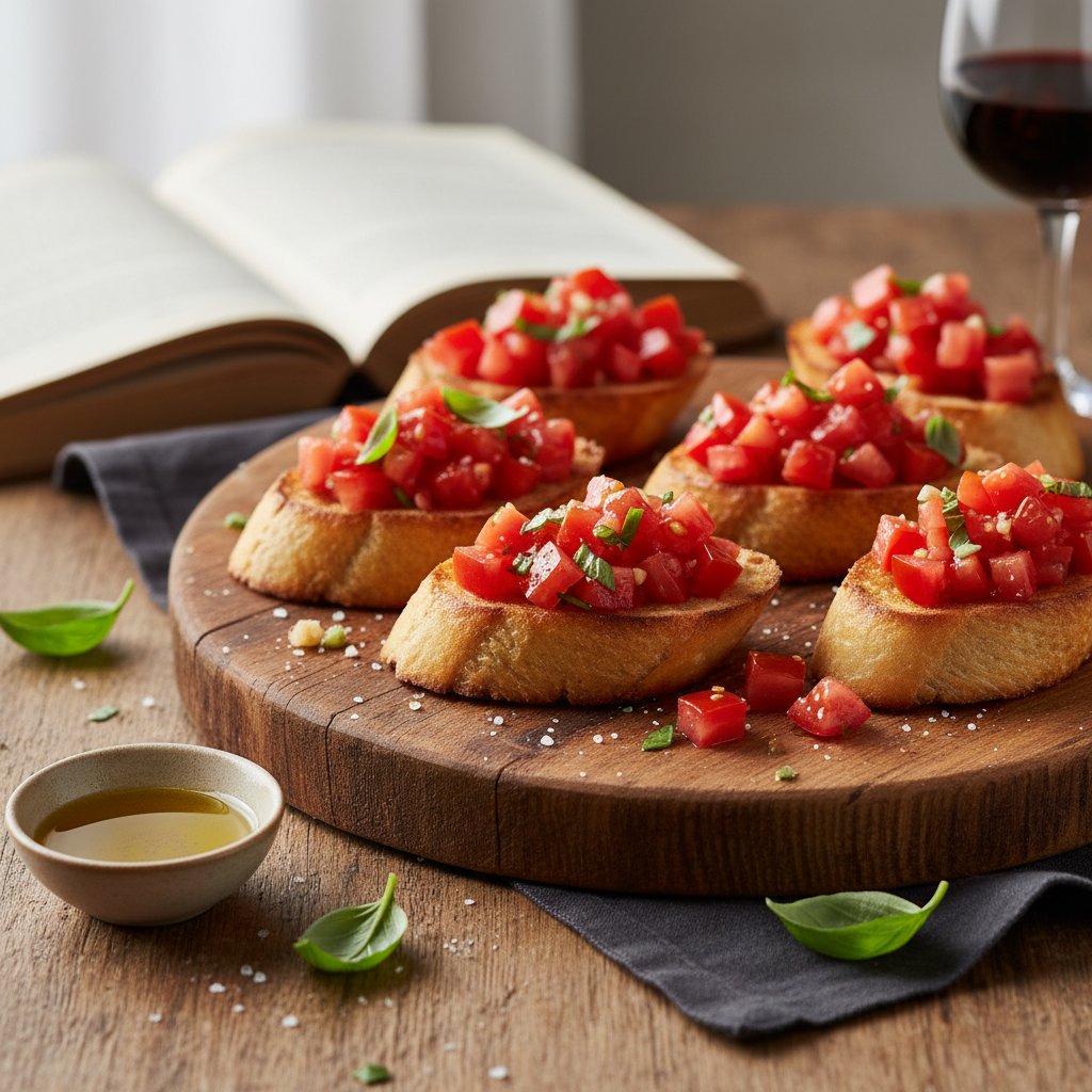 Warm Italian Bruschetta with Tomato and Basil
