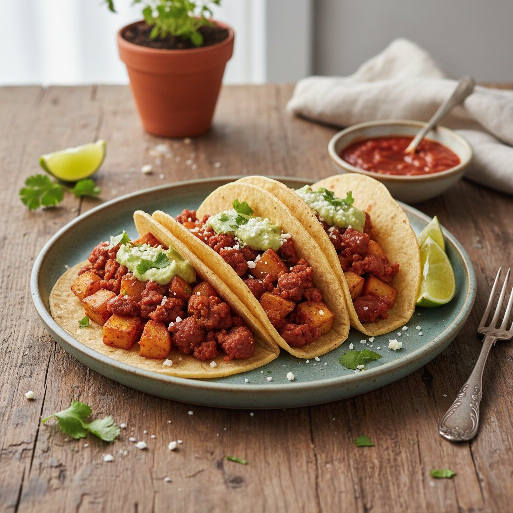 Warm Mexican Chorizo and Potato Tacos
