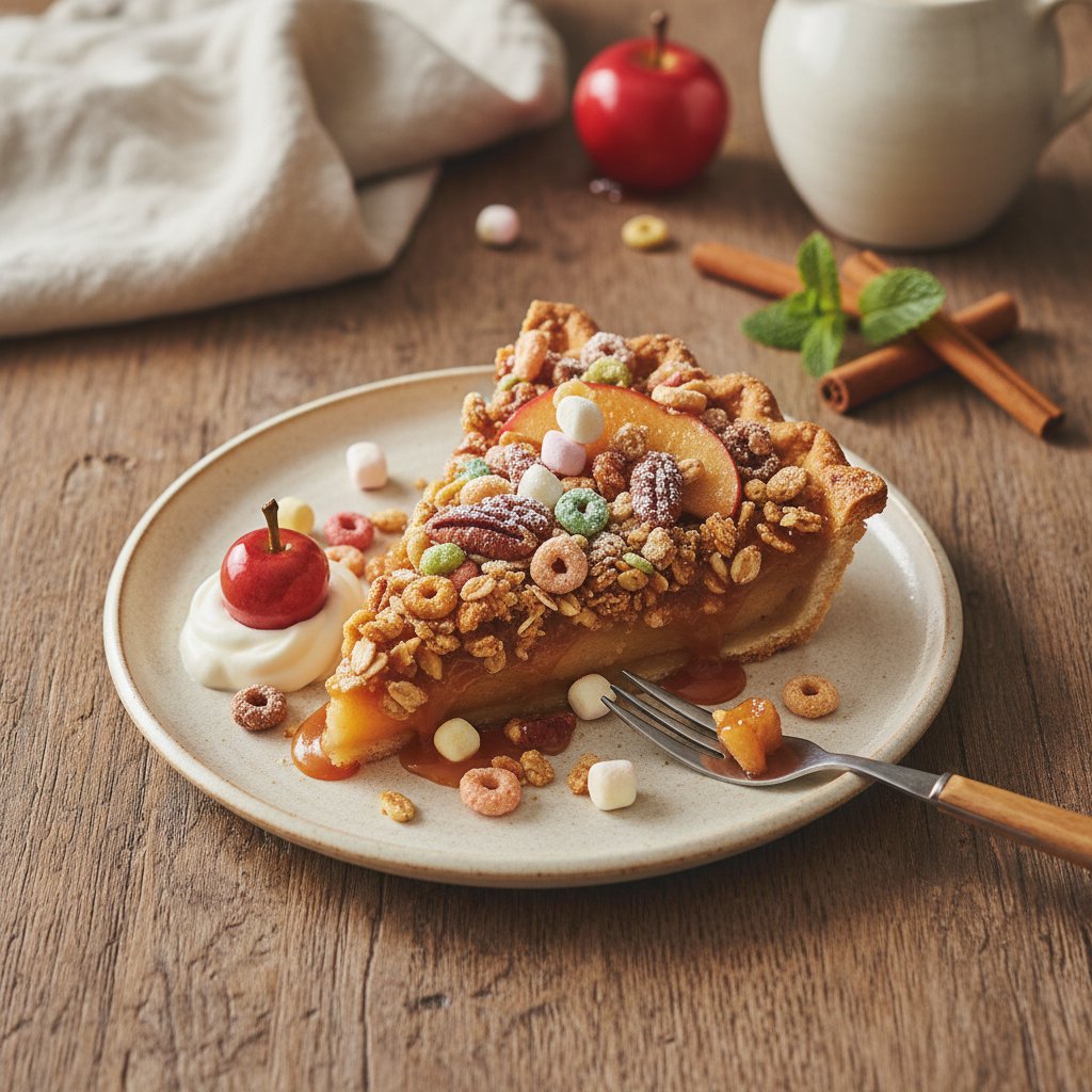 Whimsical Caramel Apple Pie with Cereal Crumble