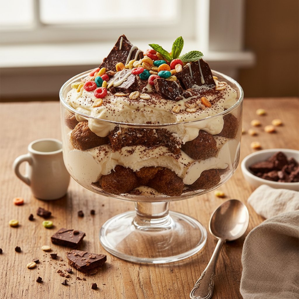 Whimsical Cereal Milk Tiramisu with Crunchy Cocoa Layers