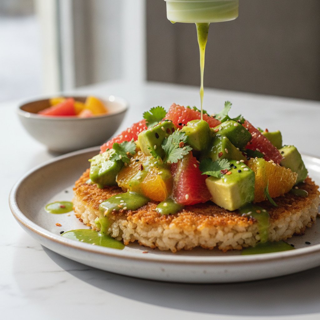 Zesty Citrus and Avocado Crispy Rice Salad Bowl