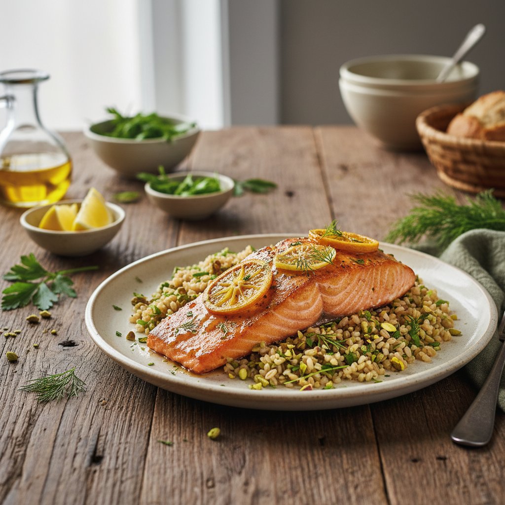 Zesty Citrus-Glazed Salmon with Herbed Farro