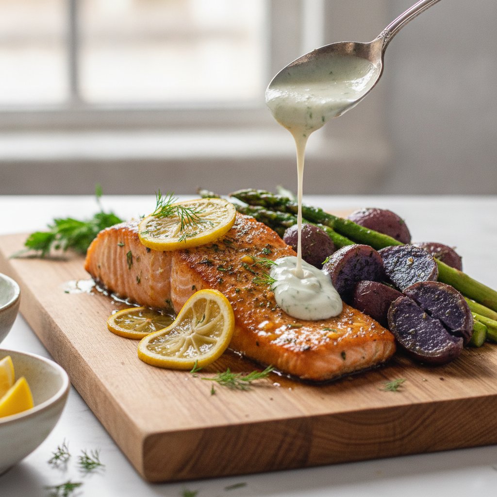 Zesty Citrus-Herb Roasted Salmon with Purple Potatoes and Asparagus