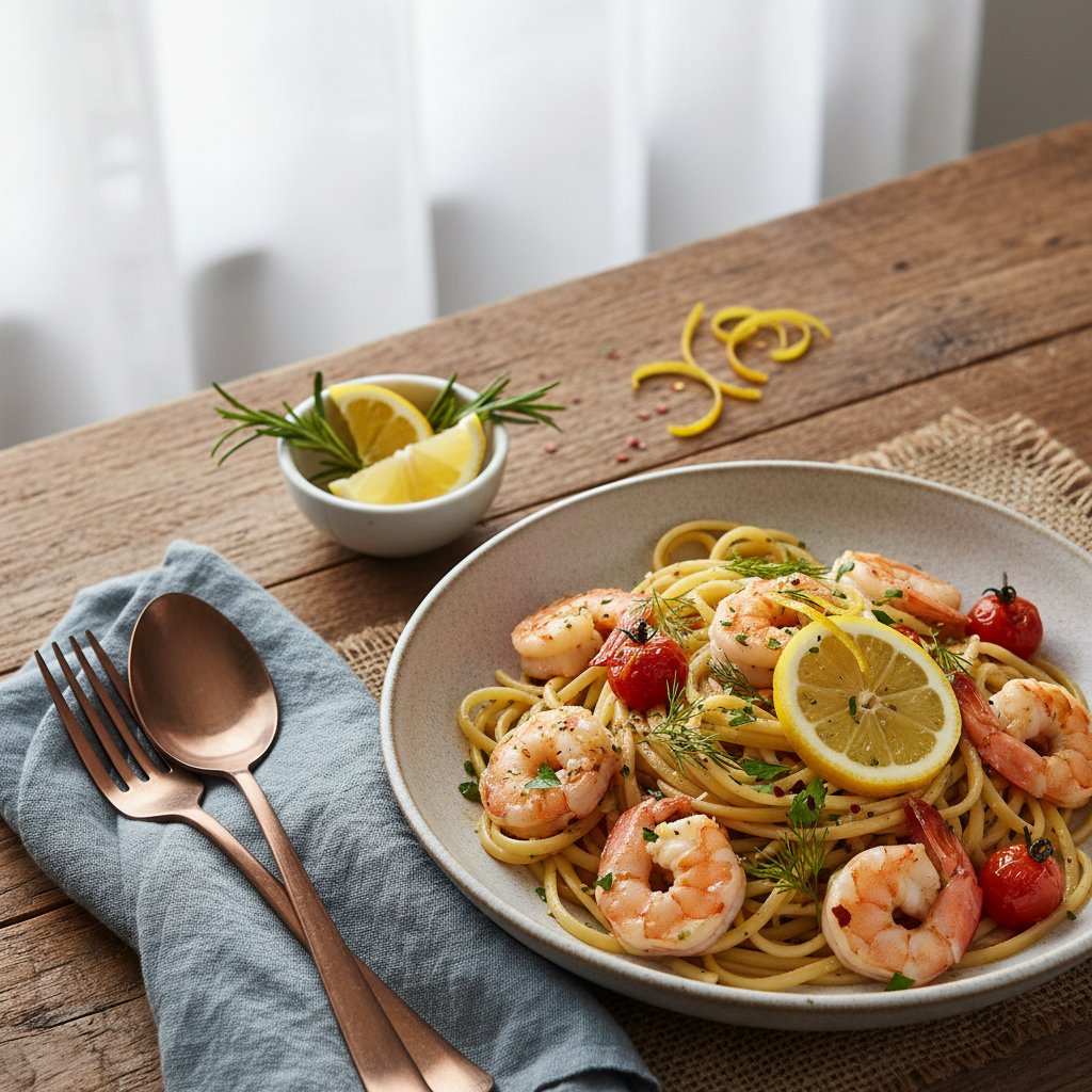 Zesty Italian Lemon and Herb Shrimp Linguine