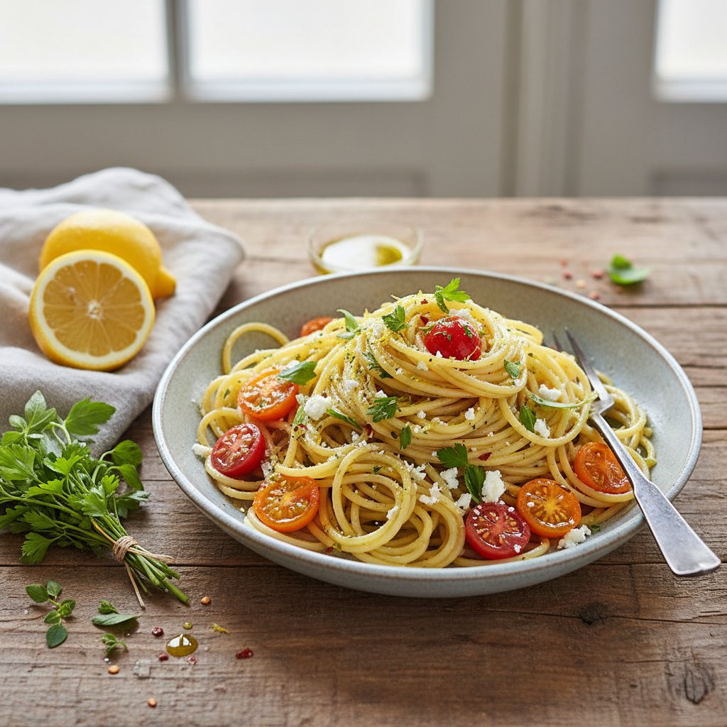 Zesty Italian Lemon and Herb Spaghetti with Cherry Tomatoes