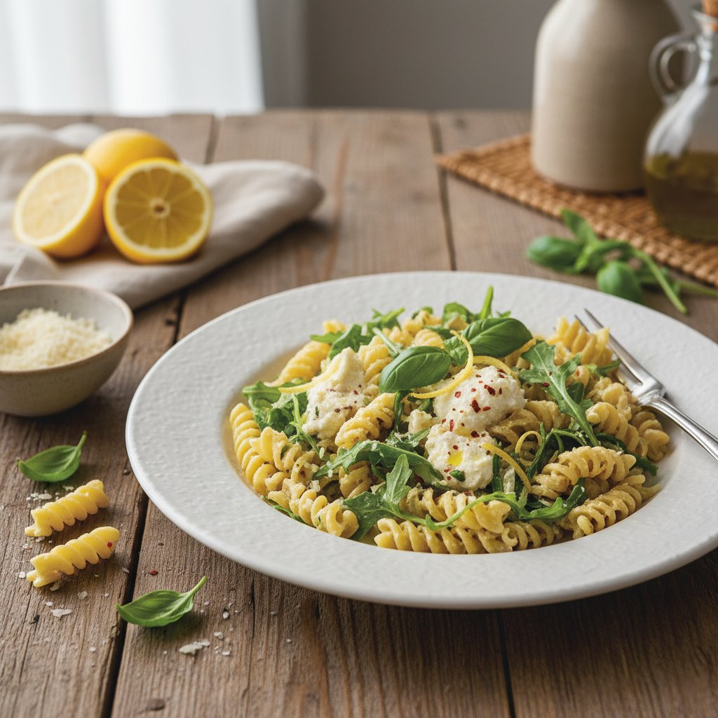 Zesty Italian Lemon Ricotta Pasta with Fresh Arugula