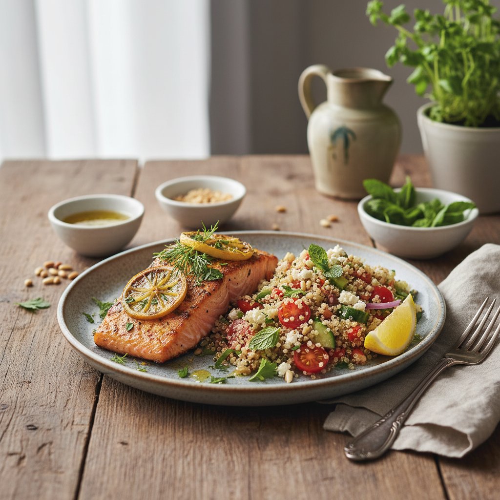Zesty Lemon and Herb Grilled Salmon with Quinoa Salad