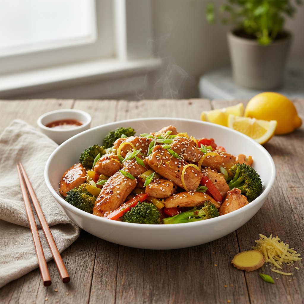 Zesty Lemon-Ginger Chicken Stir-Fry with Broccoli