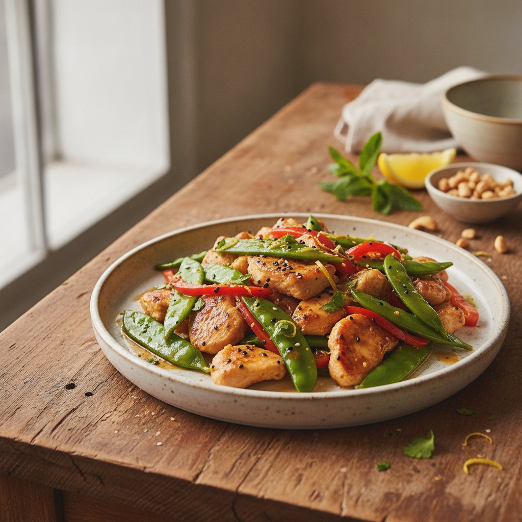 Zesty Lemon Ginger Chicken Stir-Fry with Snap Peas
