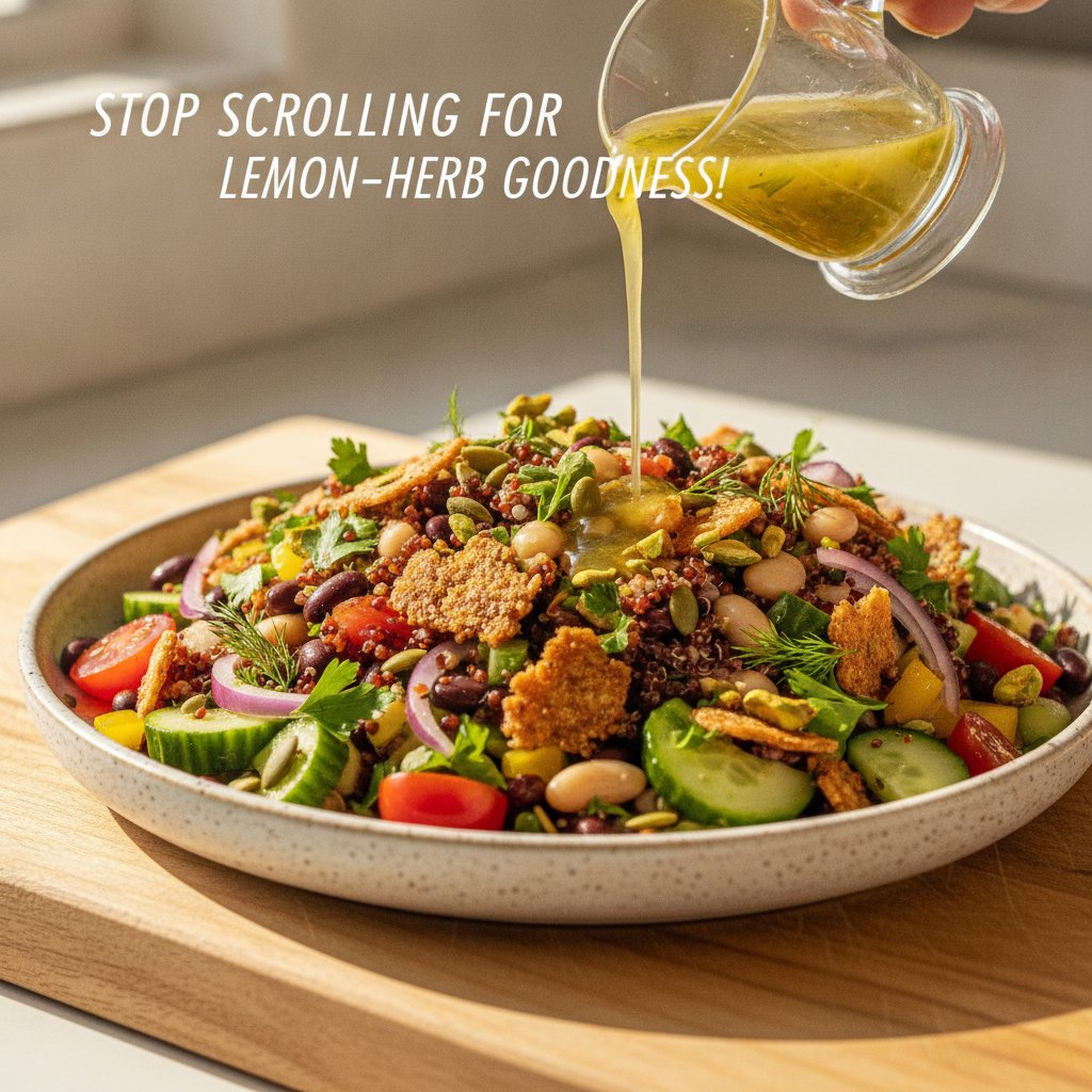 Zesty Lemon Herb Bean Salad with Crunchy Quinoa and Fresh Veggies