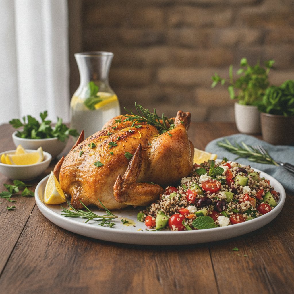 Zesty Lemon Herb Chicken with Mediterranean Quinoa Salad