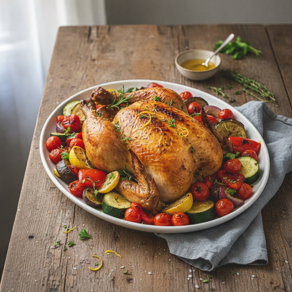 Zesty Lemon Herb Chicken with Roasted Mediterranean Vegetables