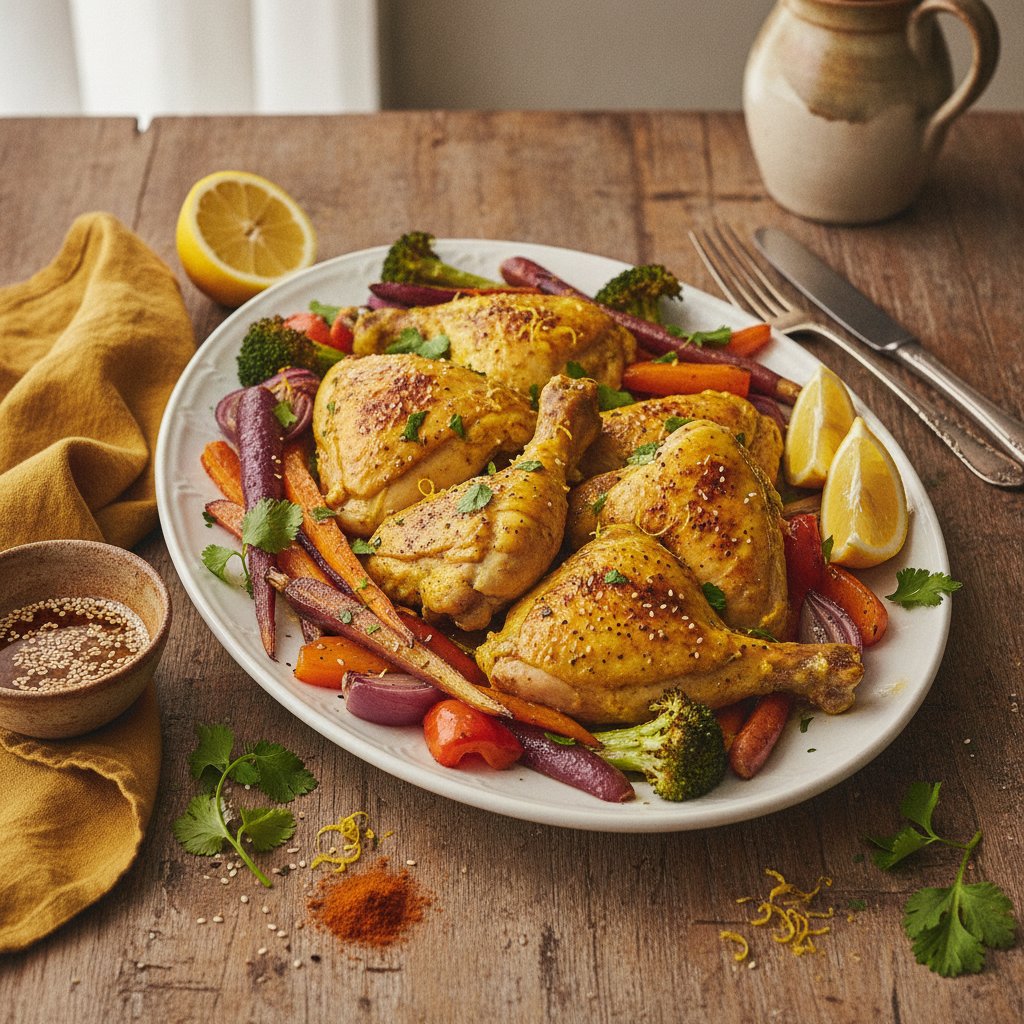 Zesty Lemon-Turmeric Chicken with Roasted Vegetable Medley
