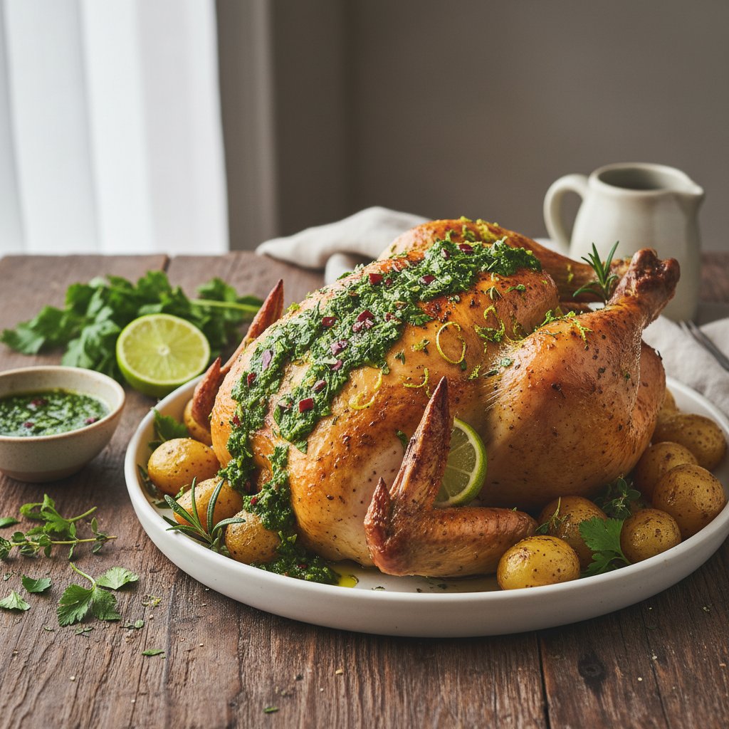Zesty Lime and Herb Roasted Chicken with Chimichurri Drizzle