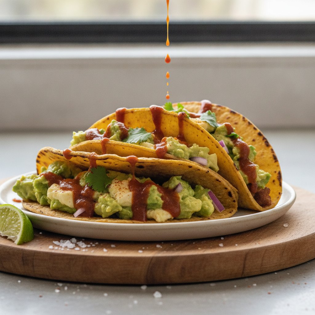 Zesty Lime-Avocado Smash Tacos with Spicy Chipotle Drizzle