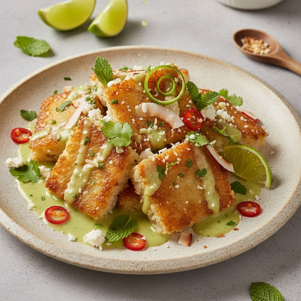 Zesty Lime-Coconut Crispy Rice and Herb Salad