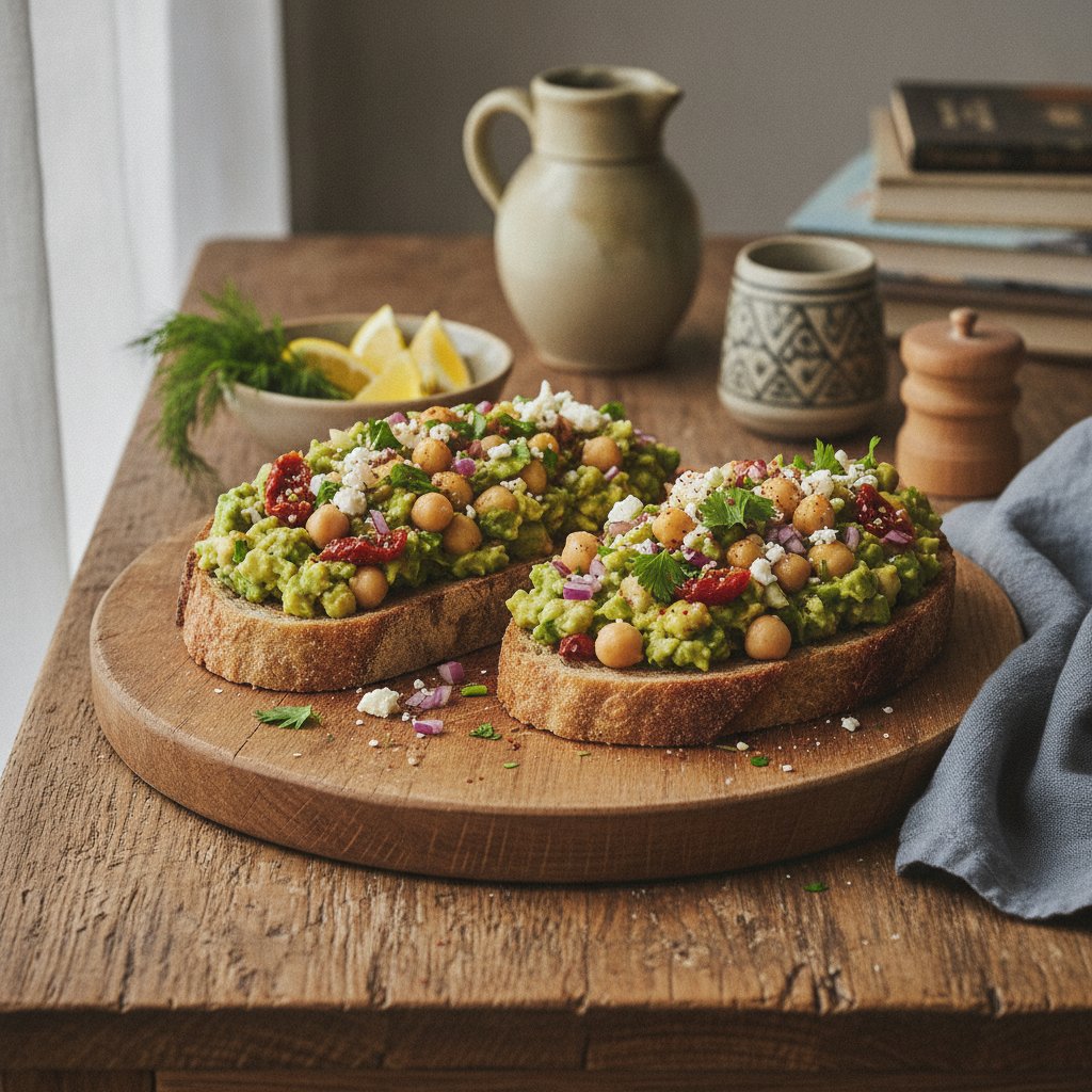 Zesty Mediterranean Avocado and Chickpea Smash Toast