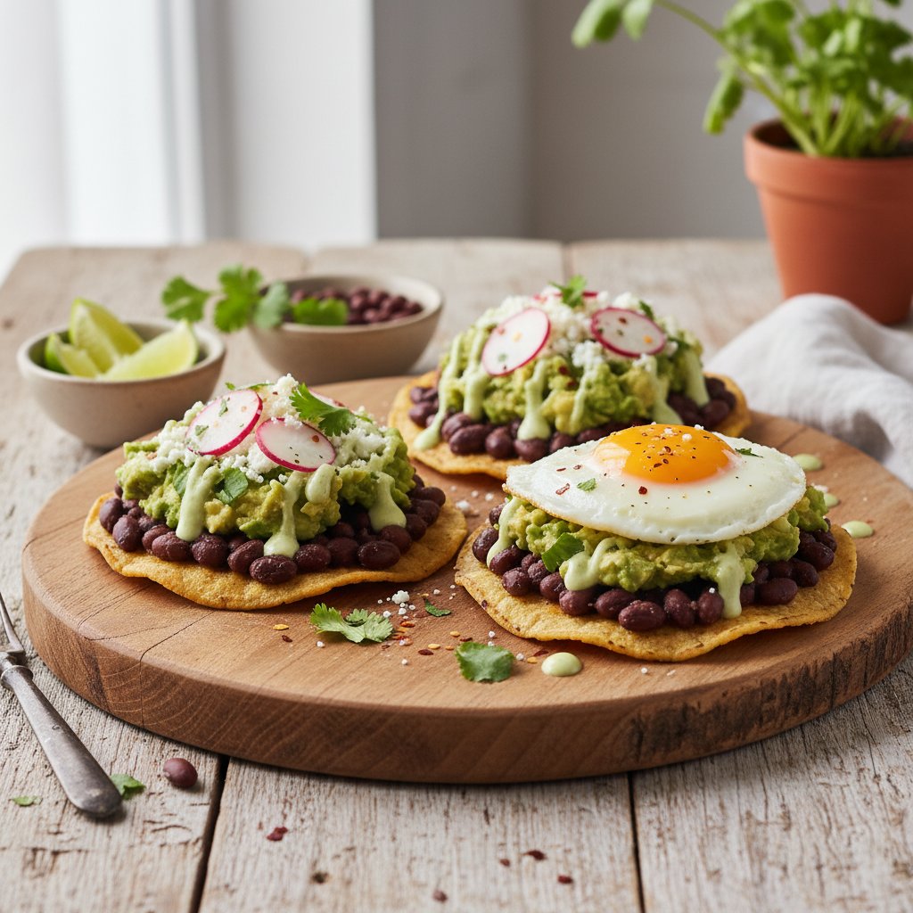 Zesty Mexican Avocado and Black Bean Breakfast Tostadas