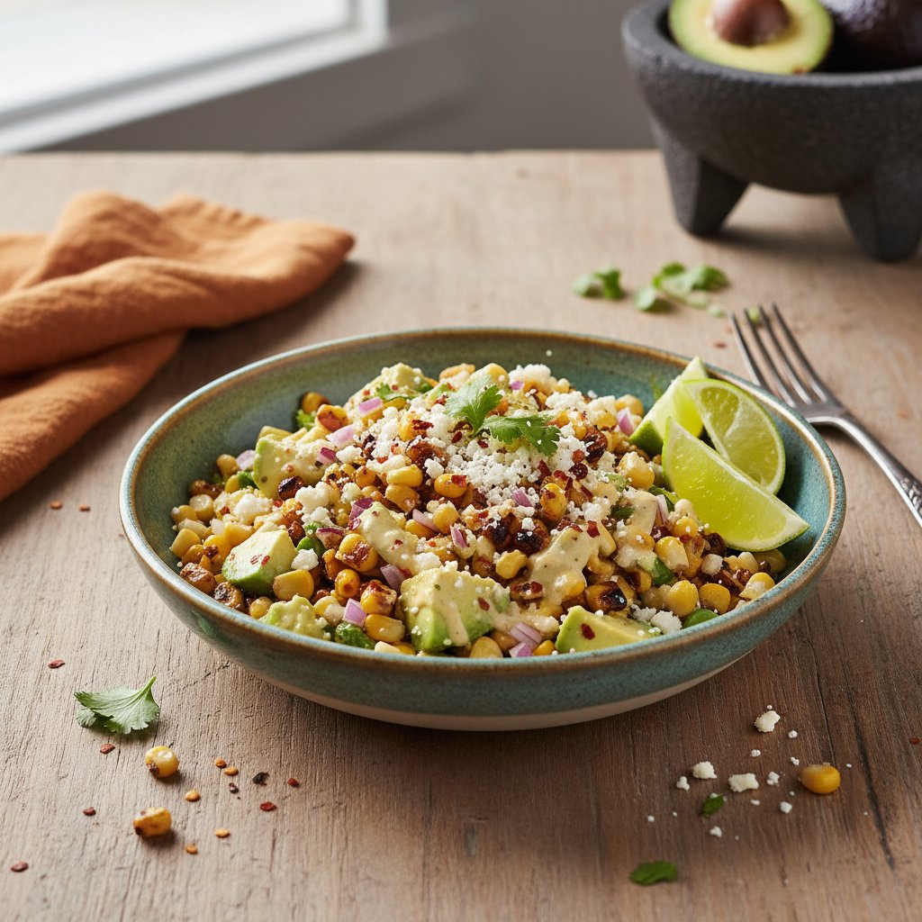 Zesty Mexican Street Corn Salad with Avocado and Lime