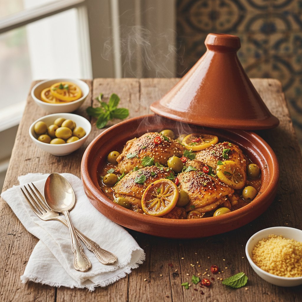 Zesty Moroccan Chicken Tagine with Preserved Lemon and Olives