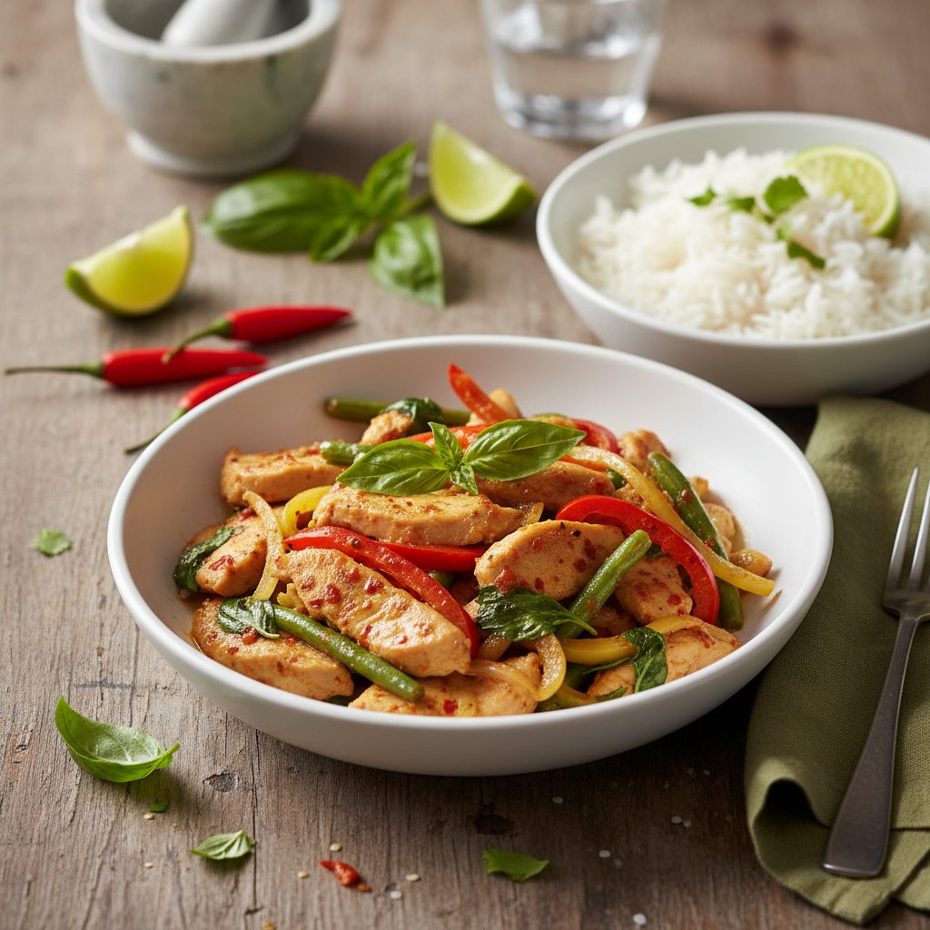 Zesty Thai Basil Chicken with Lime and Jasmine Rice